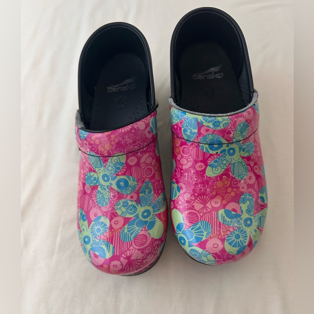 Dansko Pink Floral Comfort Clogs